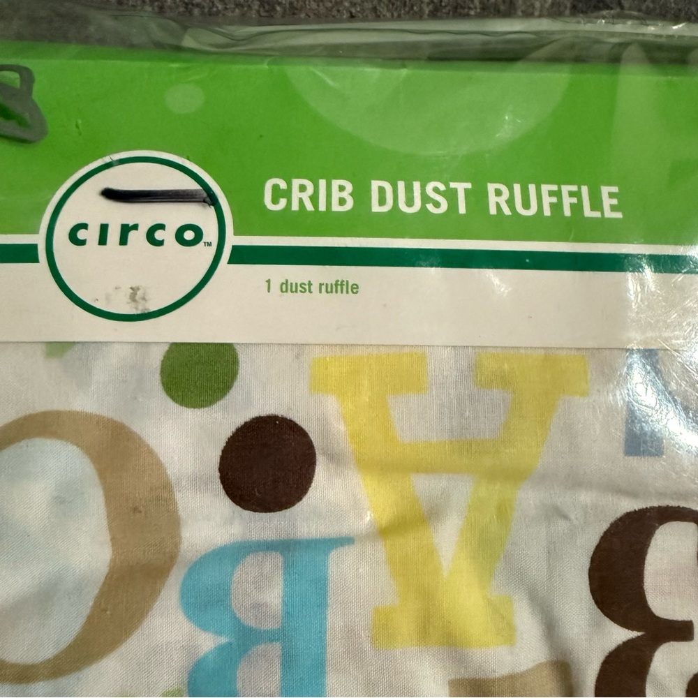 Circo Alphabet Crib Dust Ruffle with Multicolor Design New in package